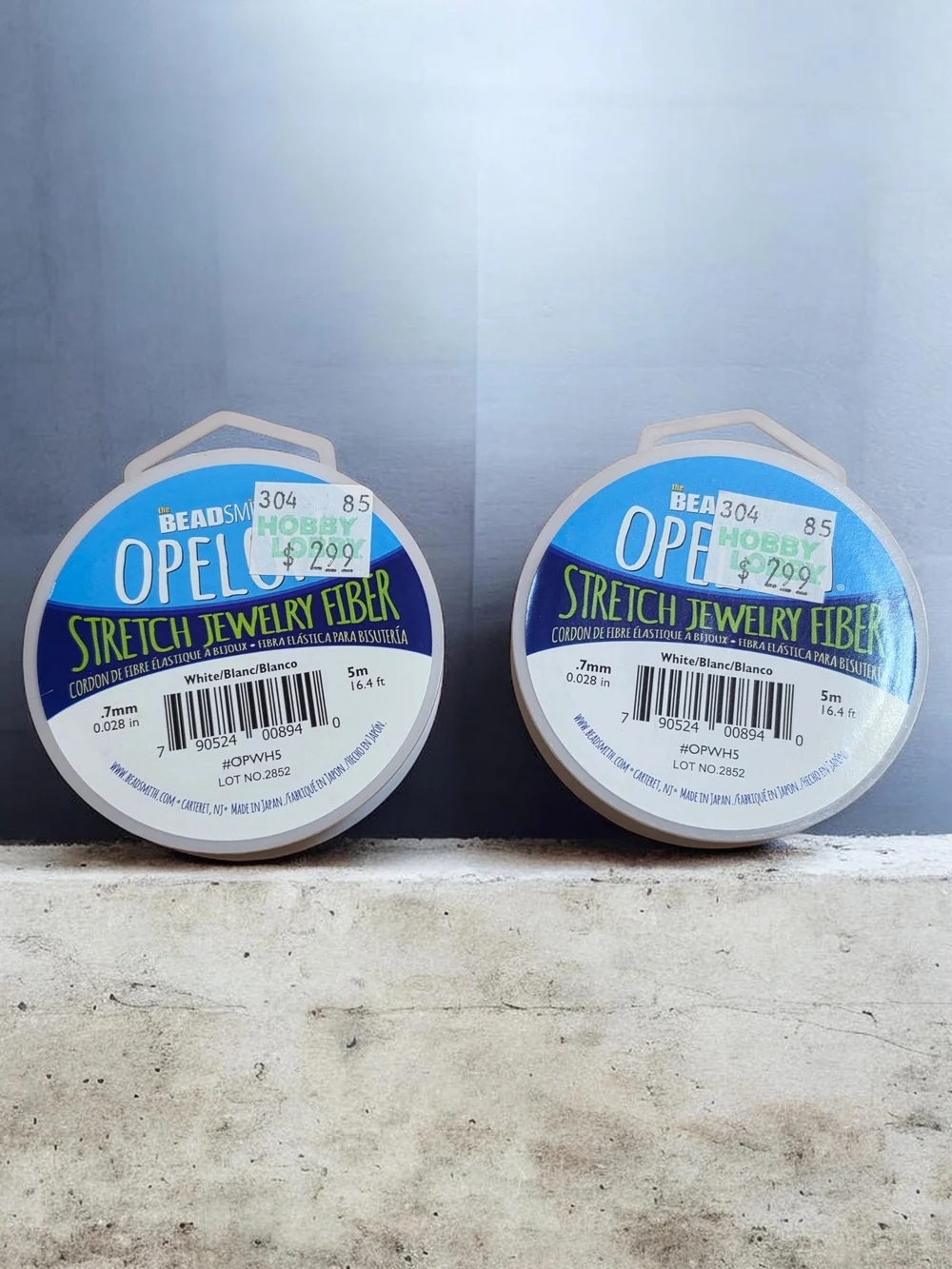 Opel Beadsmith Stretch Jewelry Fiber - White (2 Pack)